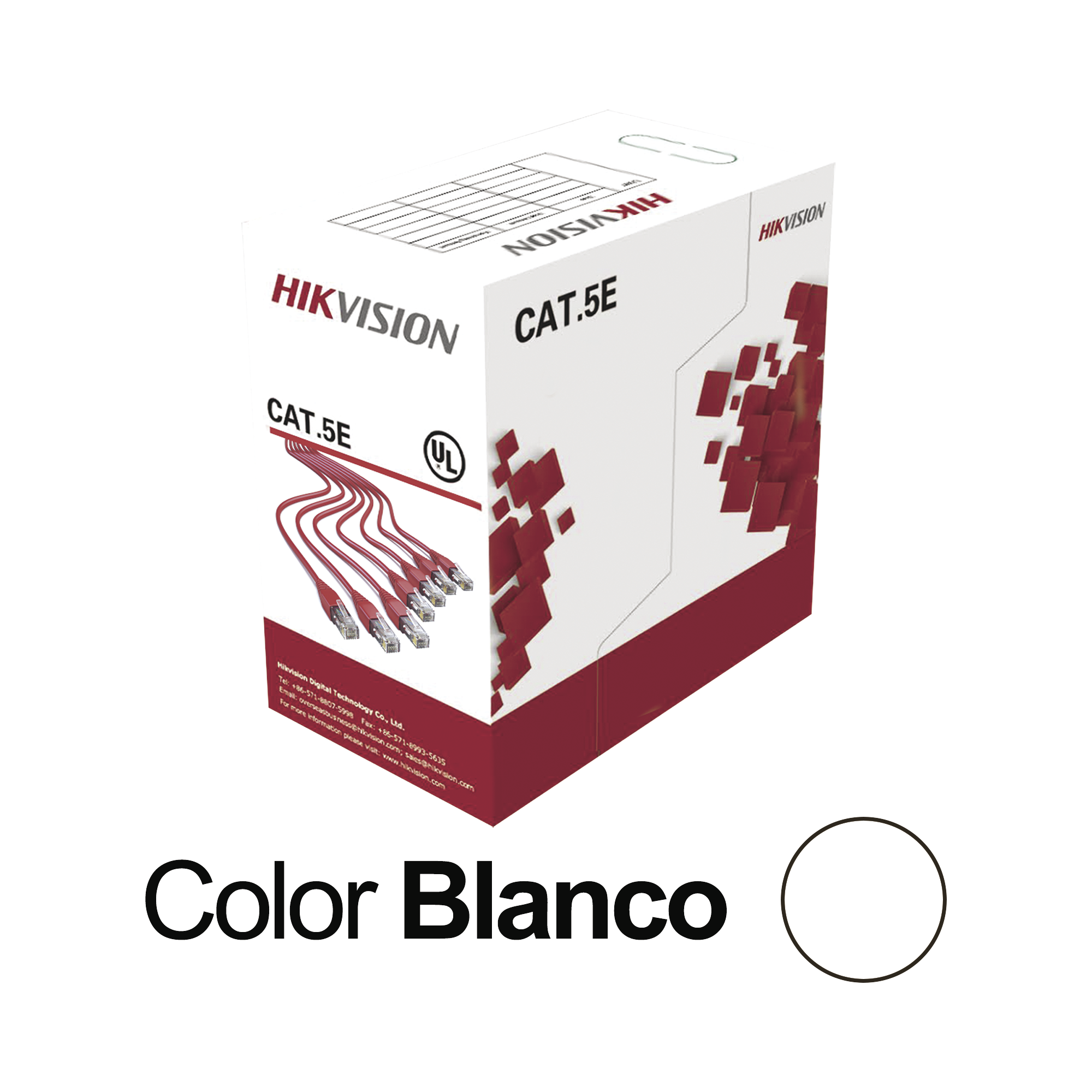 Bobina de Cable UTP 305 Metros / Cat5E (24 AWG) / Color Blanco / PVC (CM) / Uso en Interior / 100% Cobre / Aplicaciones de CCTV y Redes de Datos Bobina de Cable UTP 305 Metros / Cat5E (24 AWG) / Color Blanco / PVC (CM) / Uso en Interior / 100% Cobre / Aplicaciones de CCTV y Redes de Datos